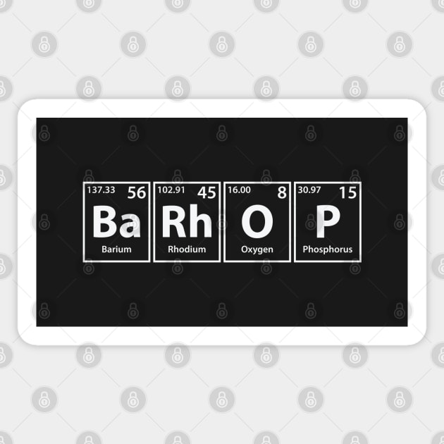 Barhop (Ba-Rh-O-P) Periodic Elements Spelling Sticker by cerebrands